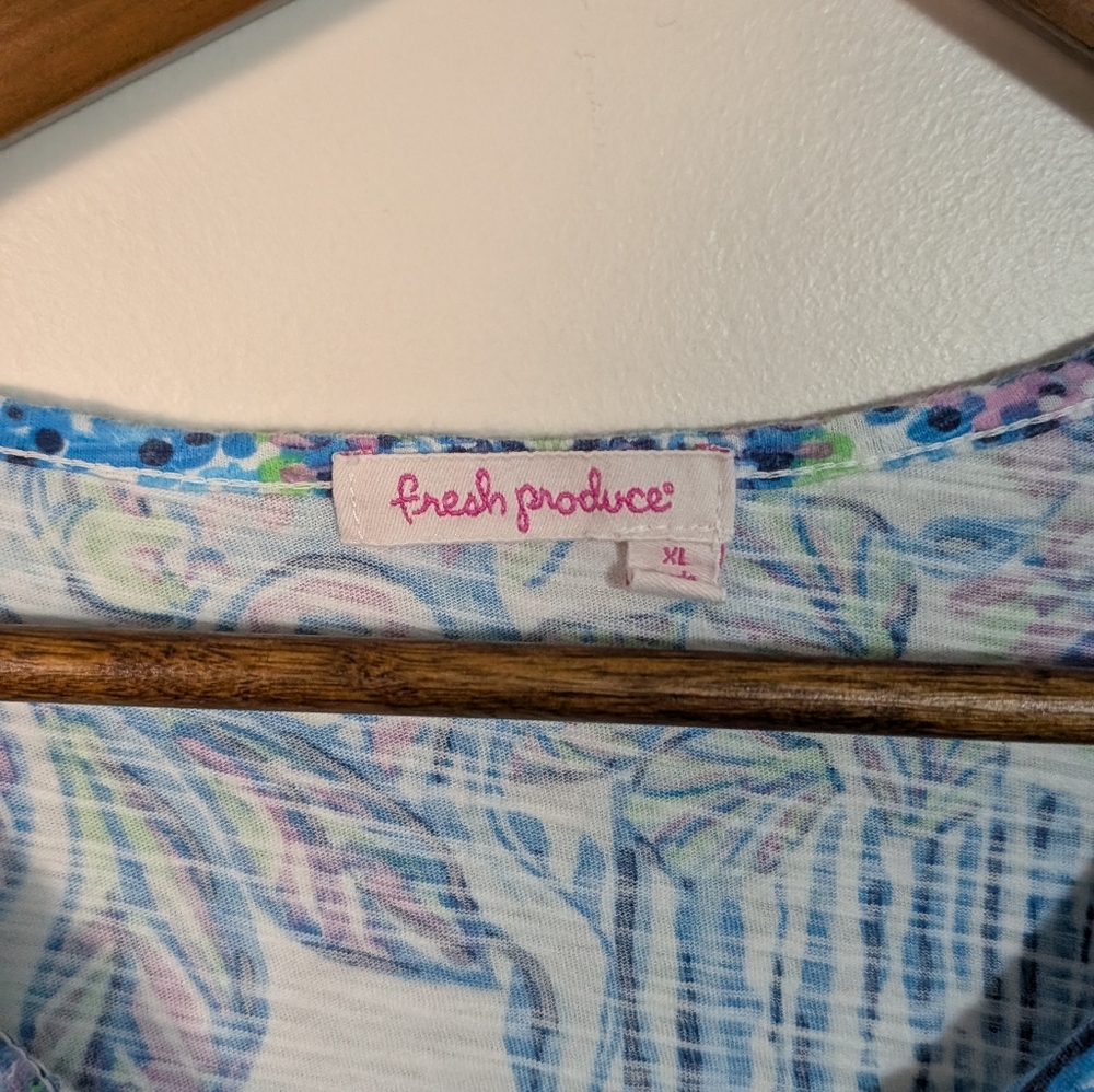 Fresh Produce Blue Tropic Gardens Print Supima Cotton Long Sleeve Tee Shirt - Picture 3 of 7